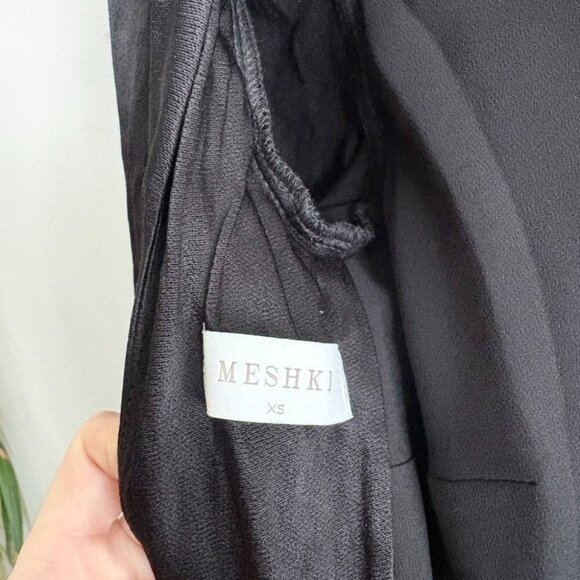 Meshki Davina Satin Black Long Bell Sleeve Mini Dress Black Size XS - Picture 9 of 10